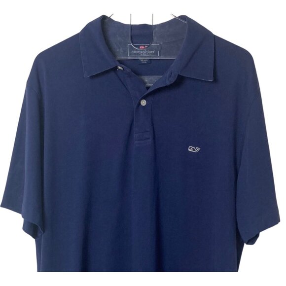 Vineyard Vines Blue Polo Shirt Large Mens Pima Cotton Plaid Underside Collar - Picture 2 of 8